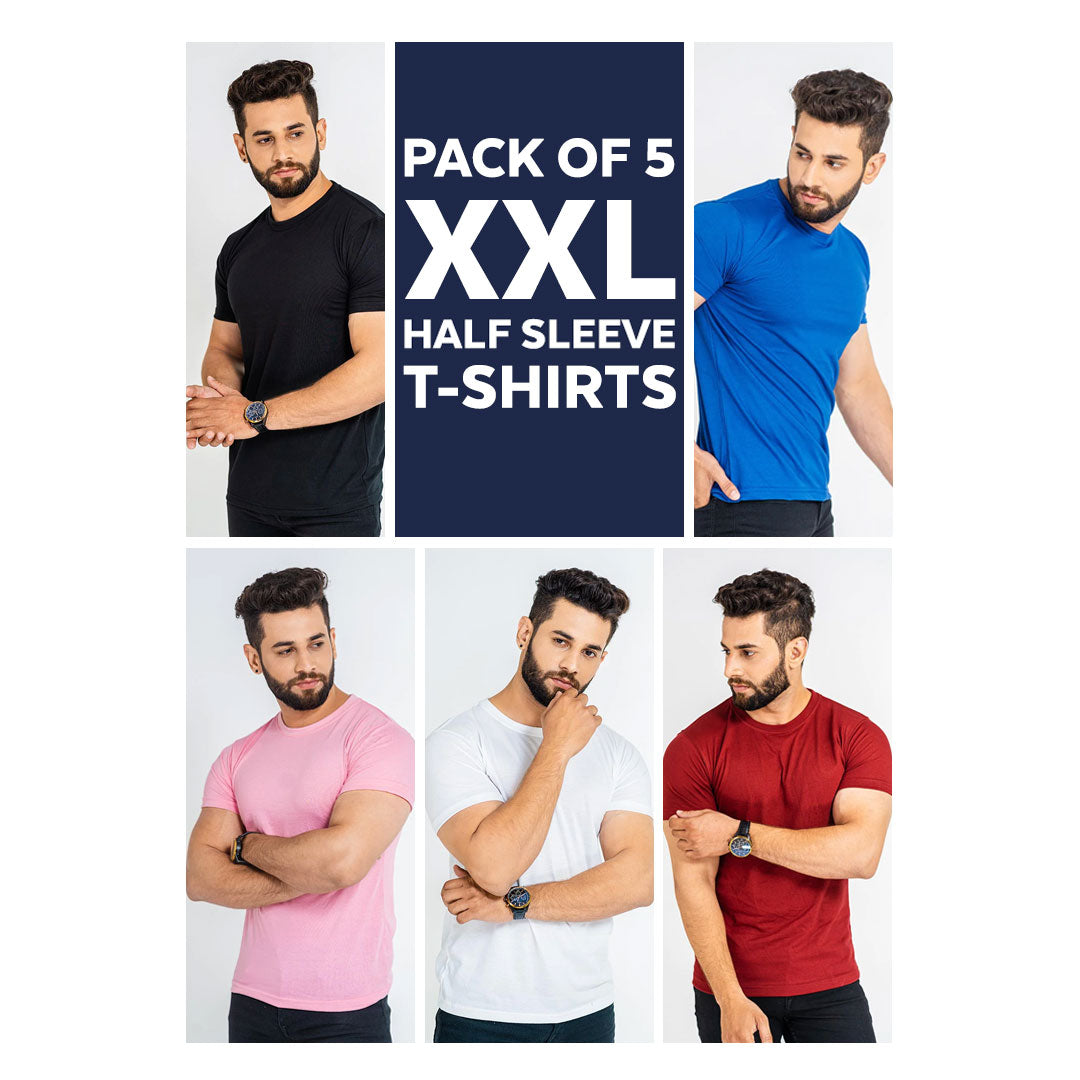 Pack of 5 Half Sleeve Tees - XXL