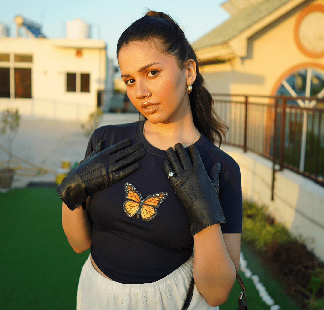 Golden Butterfly Graphic Crop Top