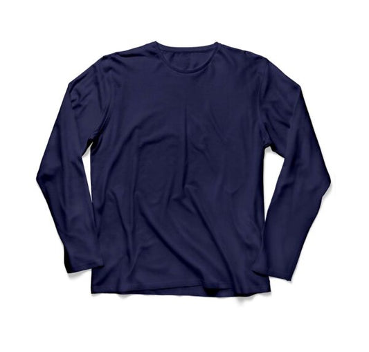 Women's Basic Navy Blue Long Sleeve Relaxed Tee