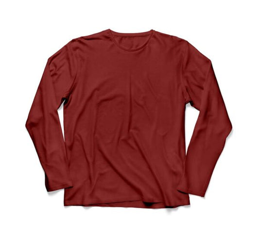 Women's Basic Maroon Long Sleeve Relaxed Tee