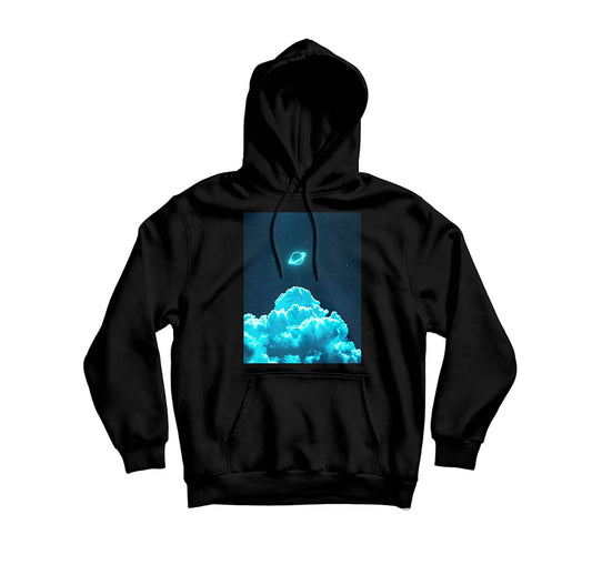 Neon Blue Clouds Graphic Unisex Hoodie