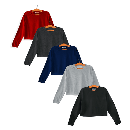 Pack of 5 Long Sleeve Crop Tops