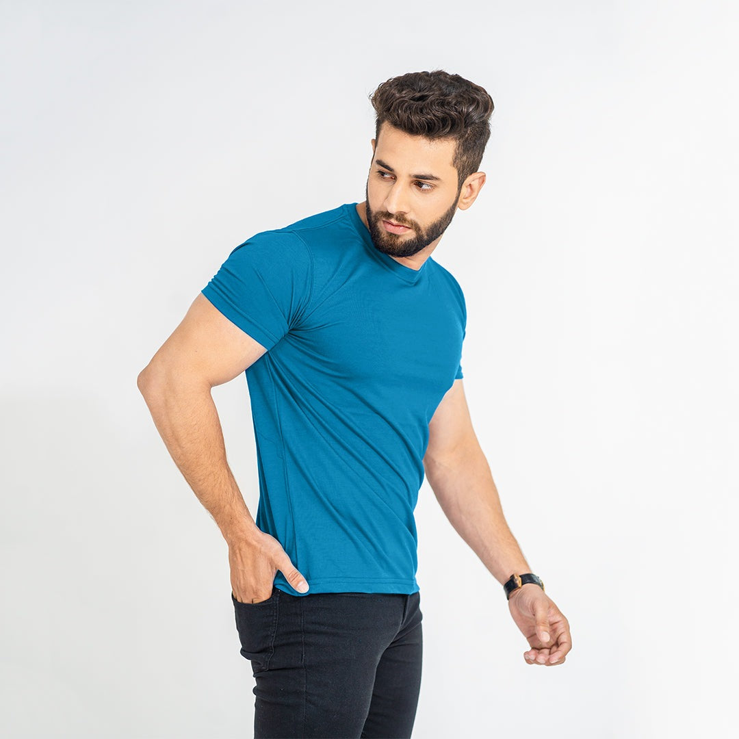Basic Turquoise Half Sleeve Tee
