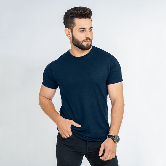 Basic Petroleum Blue Half Sleeve Tee
