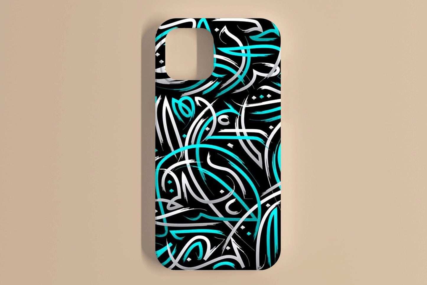 White Turquoise Abstract Streak Mobile Cover