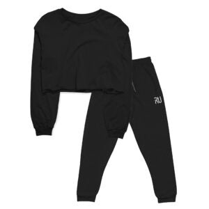 Black Unisex Co-ord Set Cropped Sweatshirt