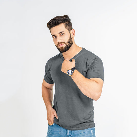 Basic Dark Grey Half Sleeve Tee