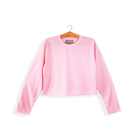 Basic Baby Pink Long Sleeve Crop Top