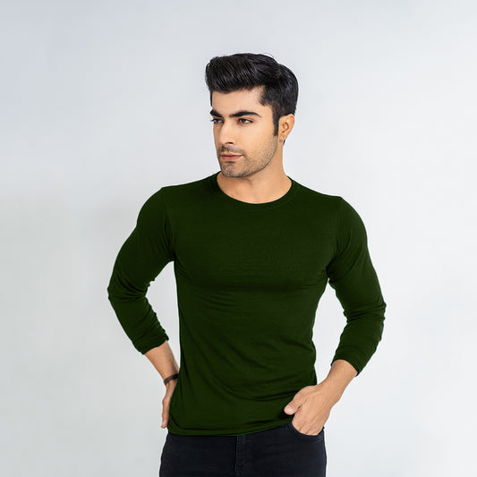 Basic Olive Green Full Sleeve Tee