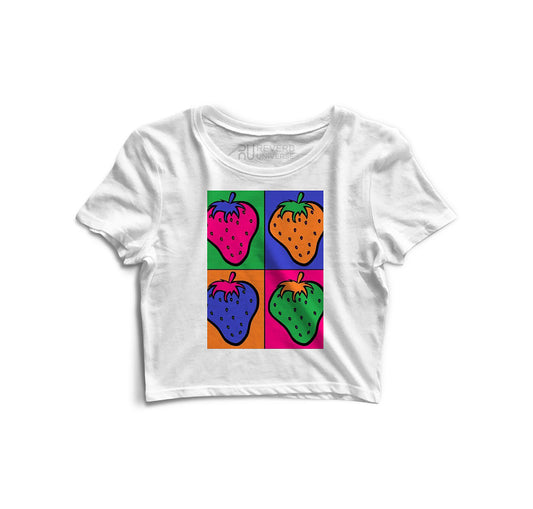 Strawberries Everywhere Graphic Crop Top