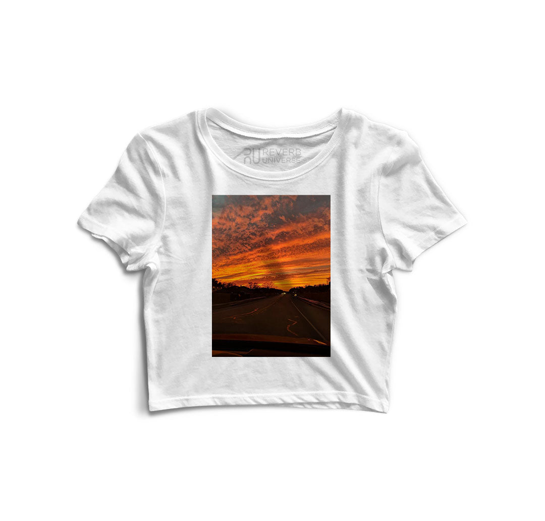 A Serene Sunset Graphic Crop Top