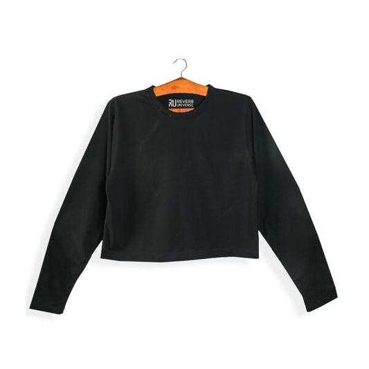 Basic Black Long Sleeve Crop Top