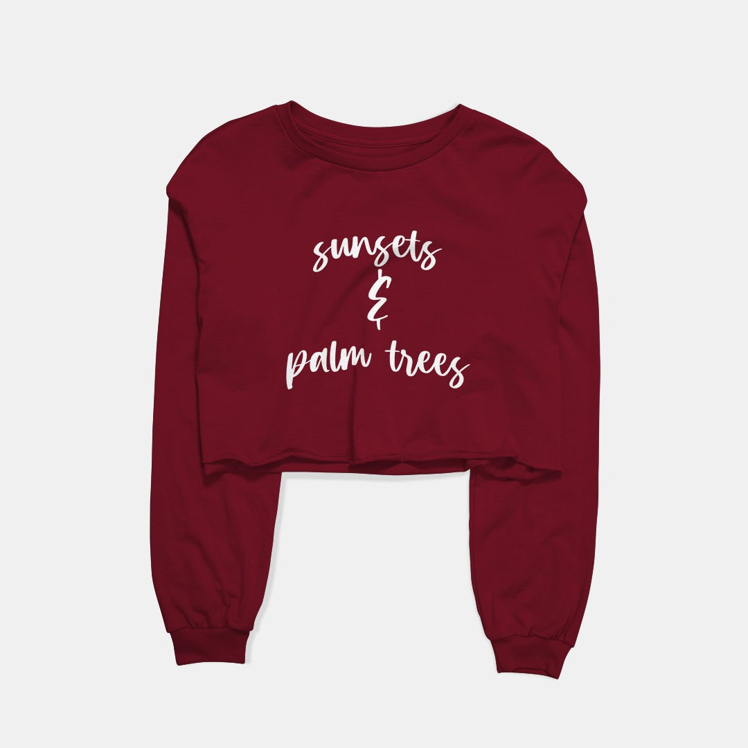 Sunsets & Palm Trees Graphic Cropped Sweatshirt