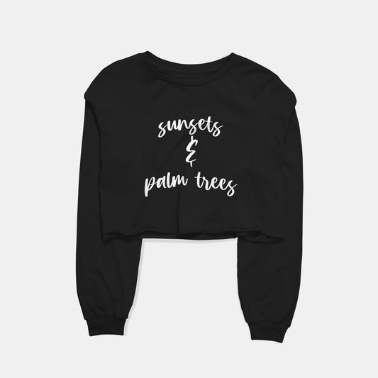 Sunsets & Palm Trees Graphic Cropped Sweatshirt