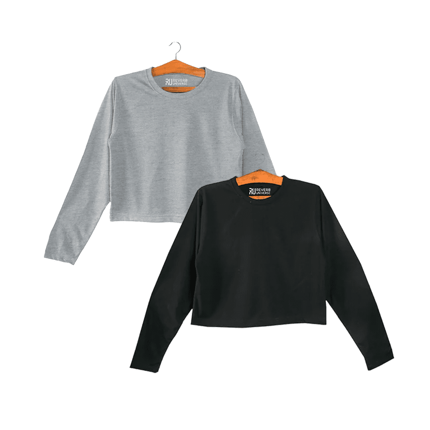 Pack of 2 Long Sleeve Crop Tops
