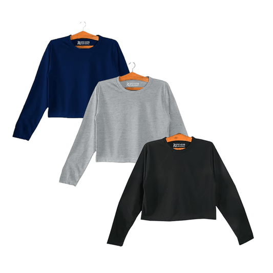 Pack of 3 Long Sleeve Crop Tops