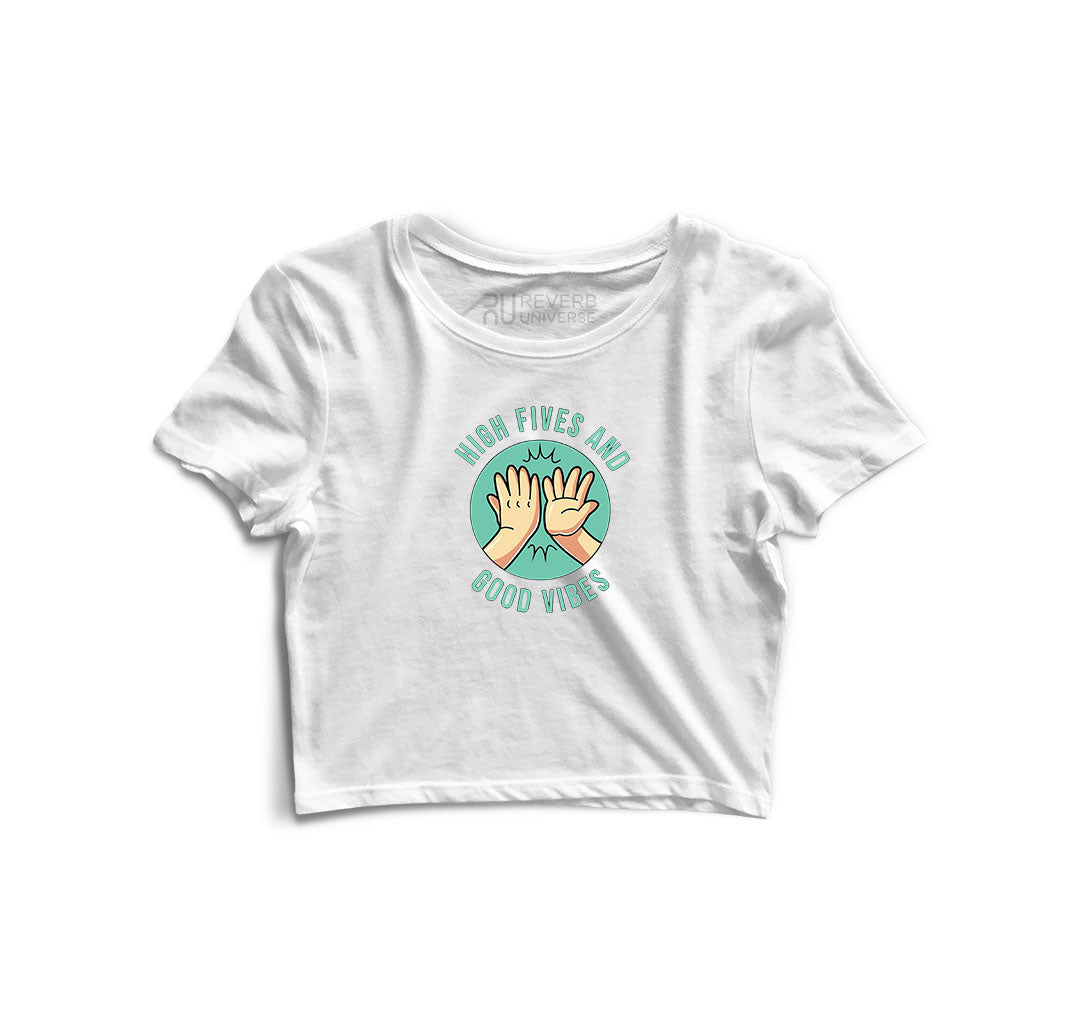 High Fives and Good Vibes Graphic Crop Top