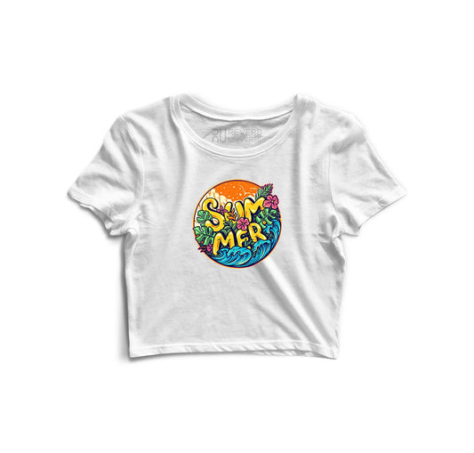 Summer At The Beach Graphic Crop Top
