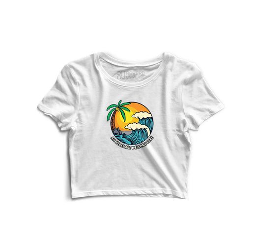 All Vibes are Welcome Here Graphic Crop Top