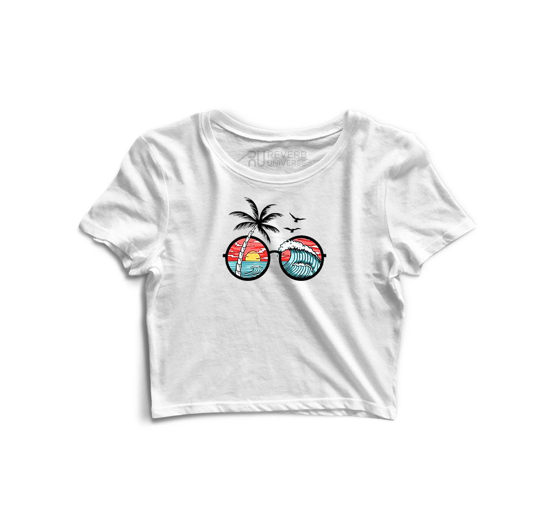 Sunset and Waves Graphic Crop Top