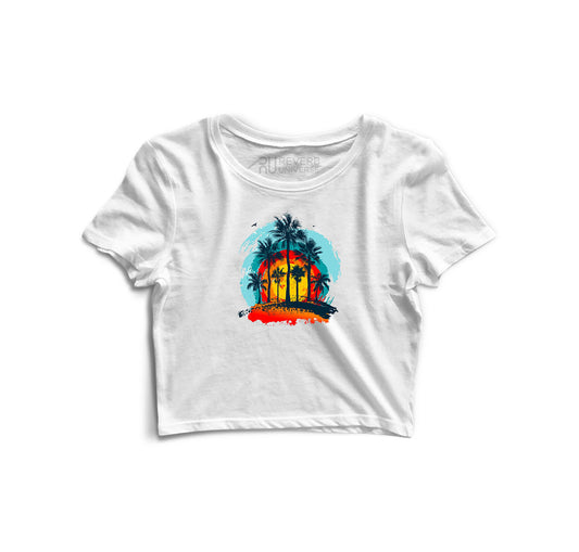 Sunset and Trees Graphic Crop Top