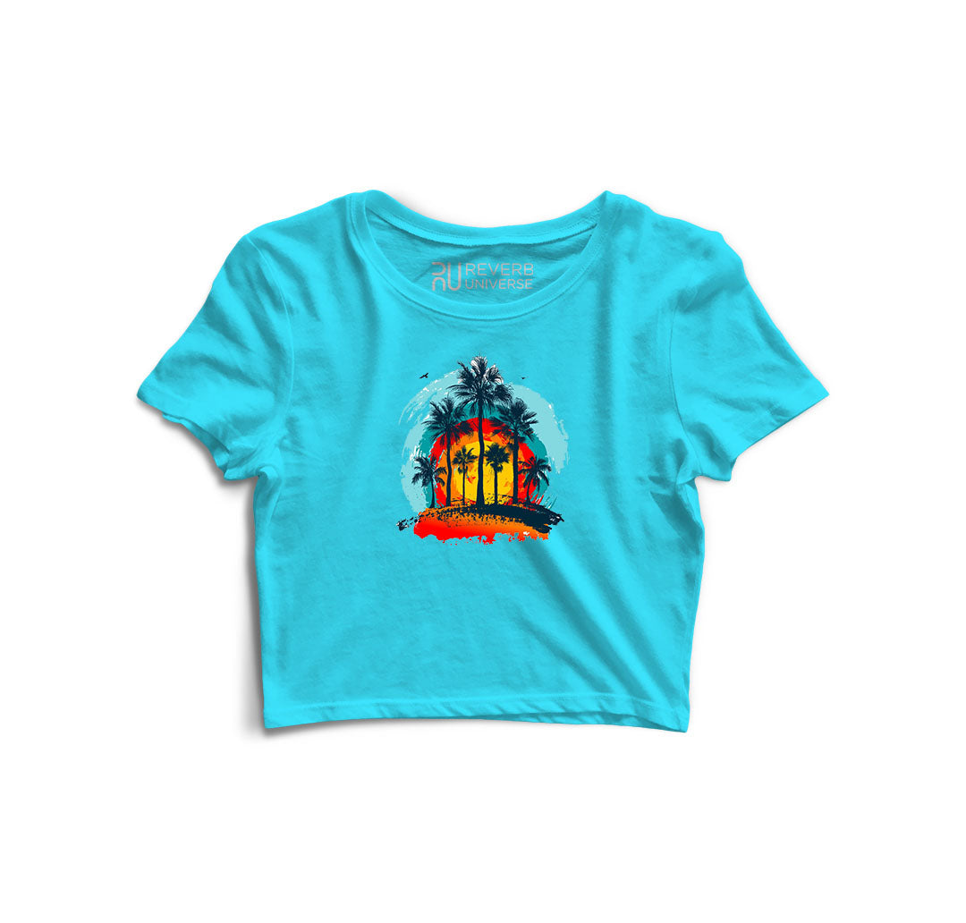 Sunset and Trees Graphic Crop Top