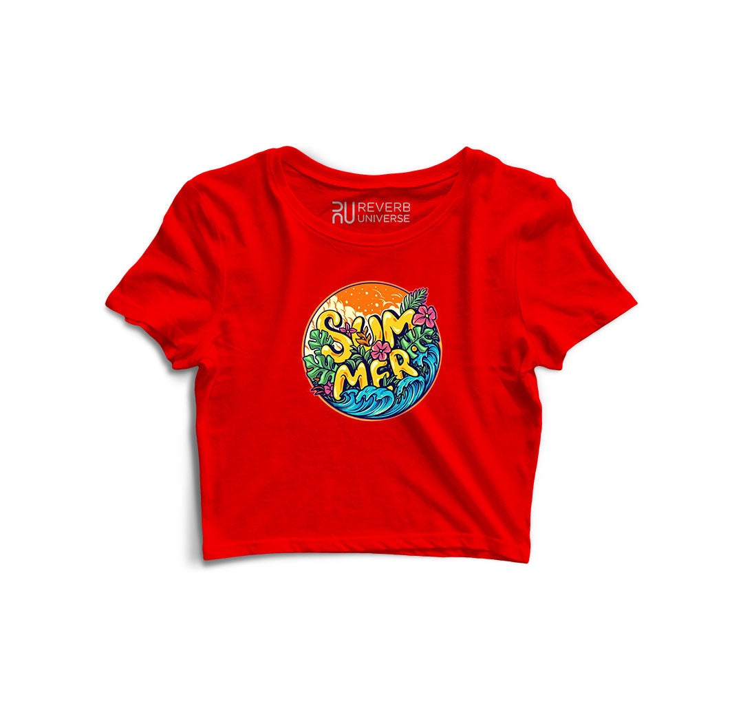 Summer At The Beach Graphic Crop Top