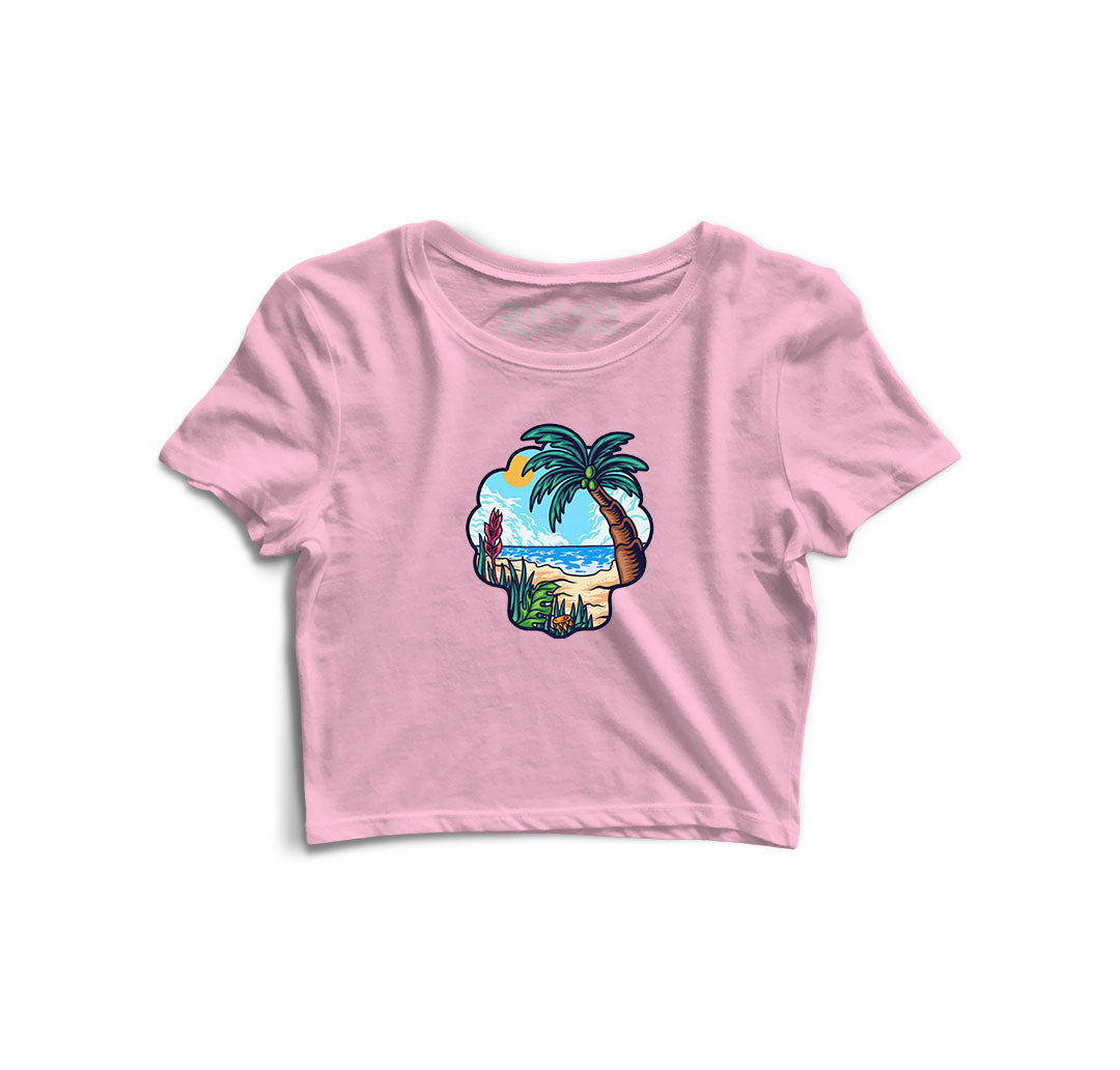 Vibing At The Beach Graphic Crop Top