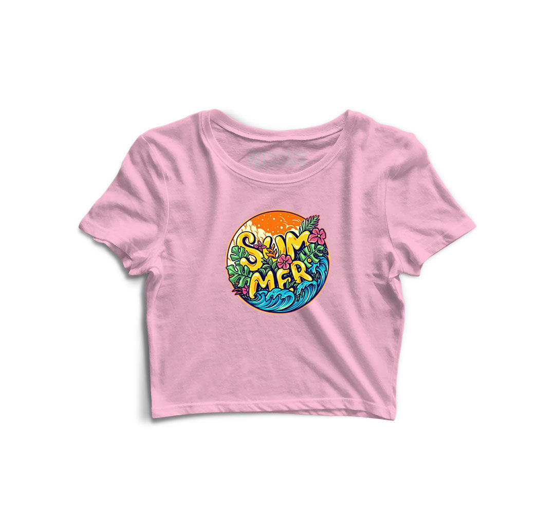 Summer At The Beach Graphic Crop Top