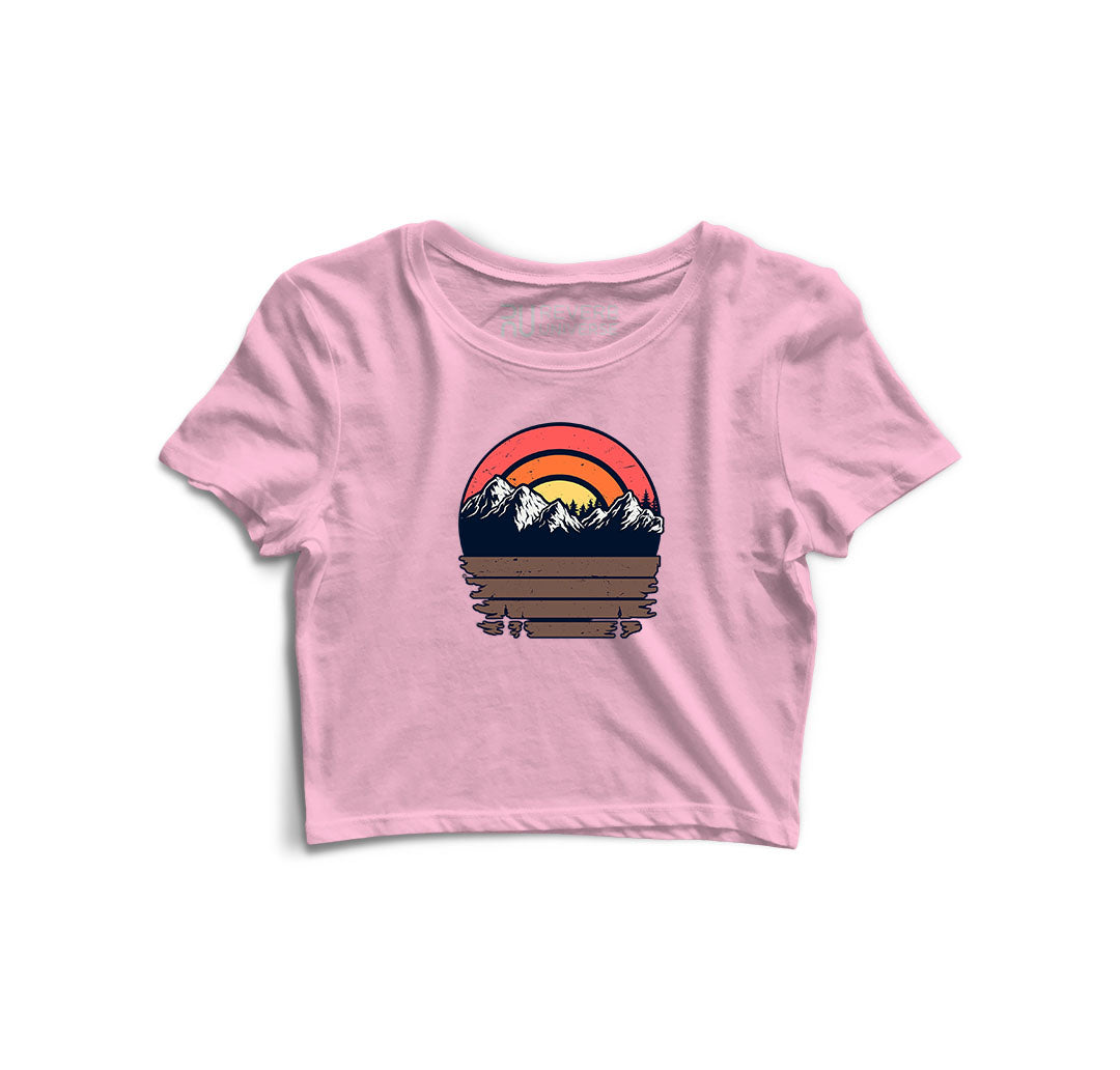 Sunset Behind the Hills Graphic Crop Top