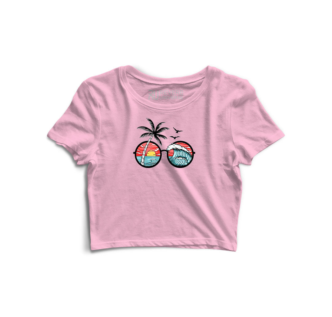 Sunset and Waves Graphic Crop Top