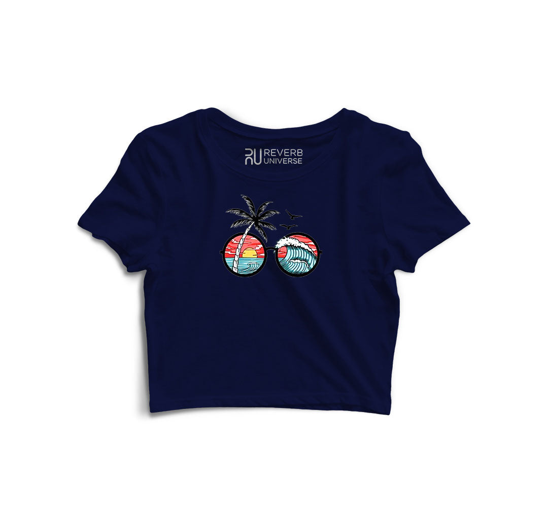 Sunset and Waves Graphic Crop Top