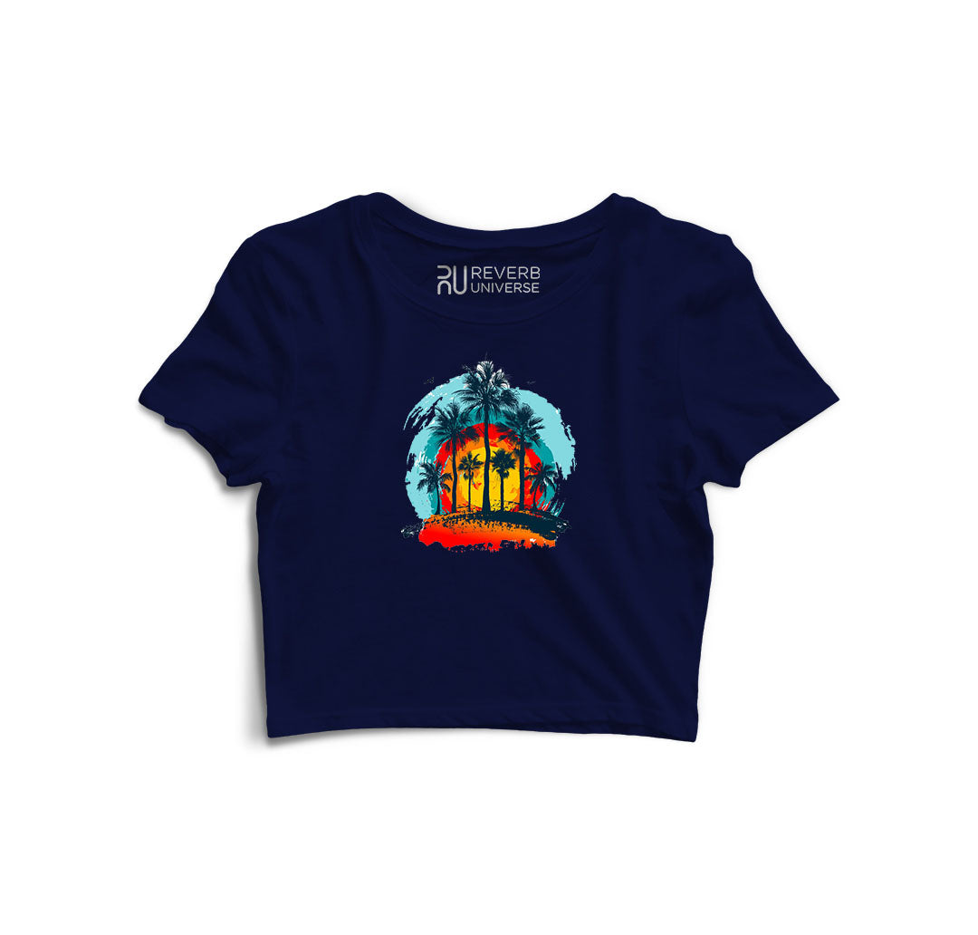 Sunset and Trees Graphic Crop Top
