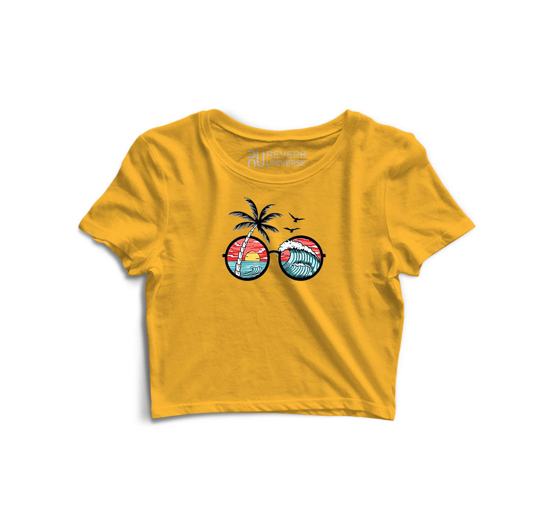 Sunset and Waves Graphic Crop Top