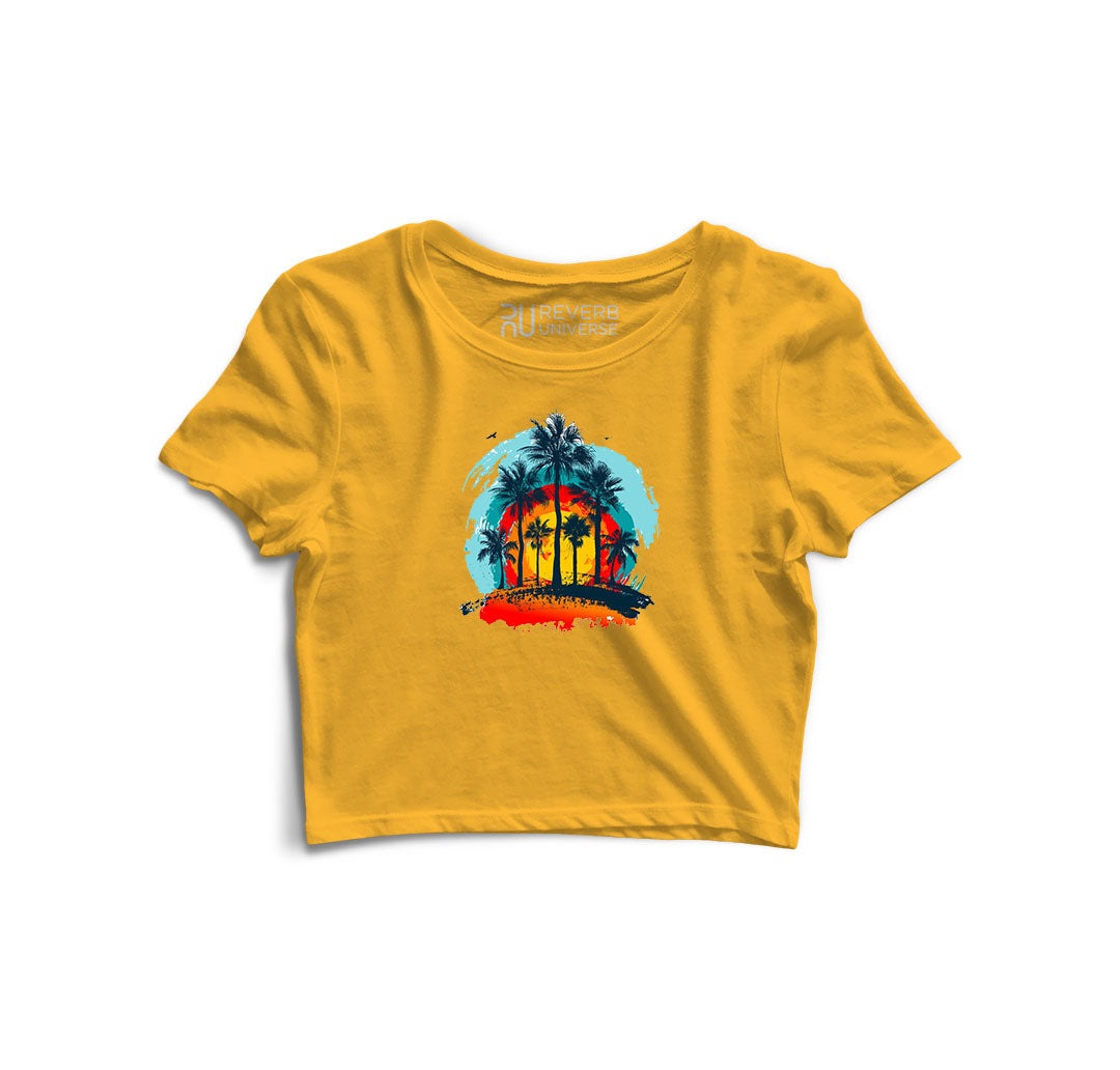 Sunset and Trees Graphic Crop Top
