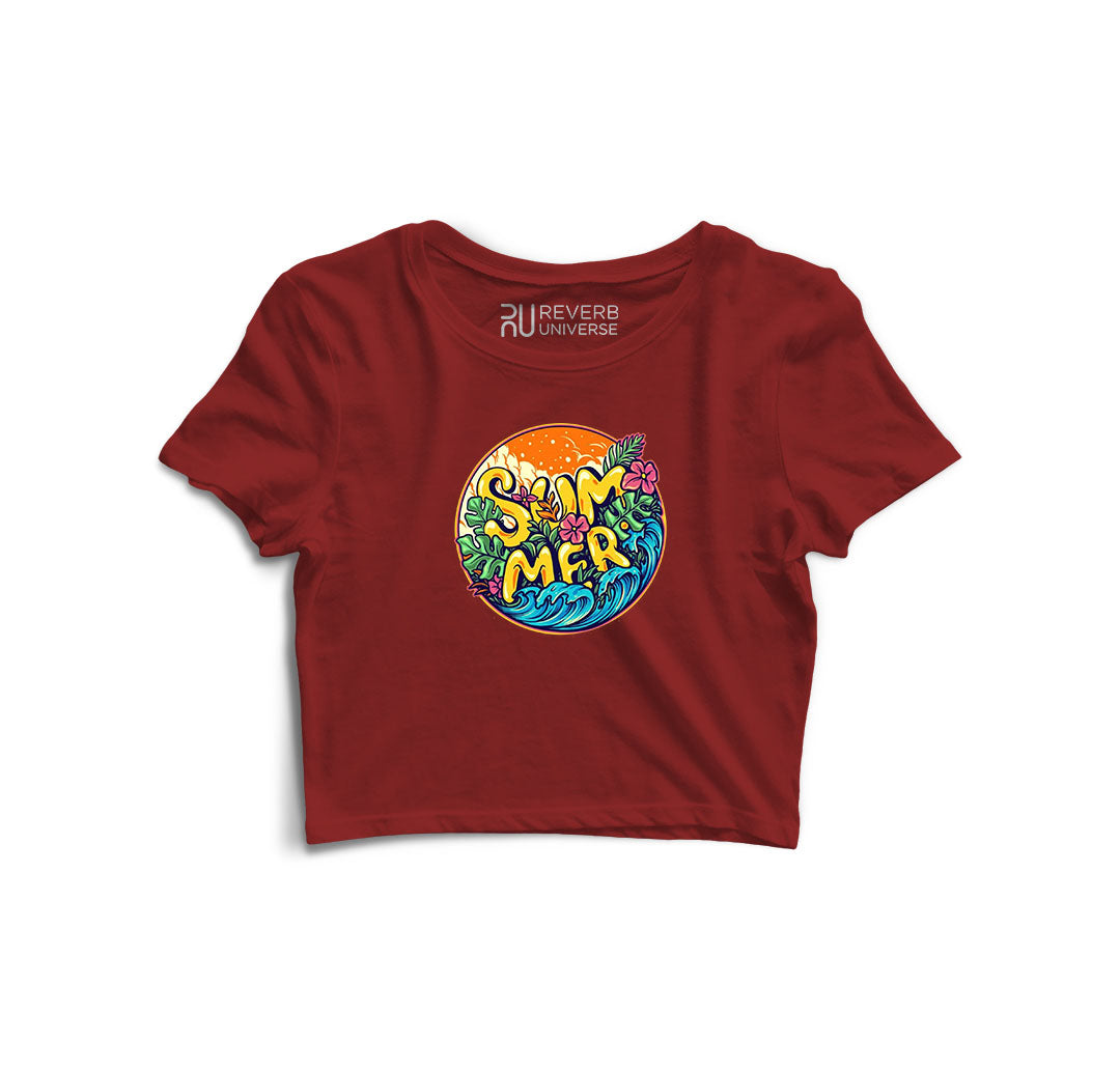 Summer At The Beach Graphic Crop Top