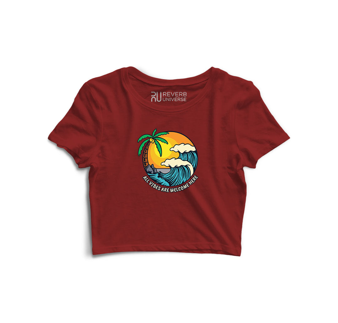 All Vibes are Welcome Here Graphic Crop Top