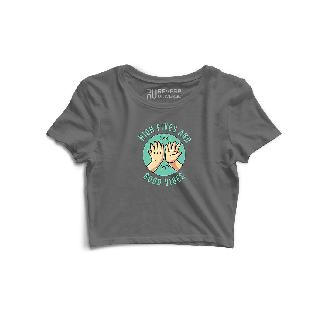 High Fives and Good Vibes Graphic Crop Top