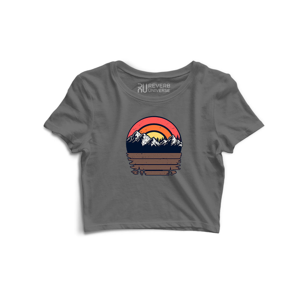 Sunset Behind the Hills Graphic Crop Top