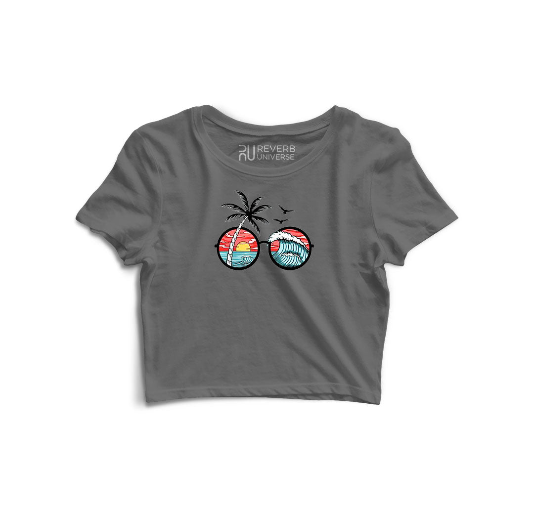 Sunset and Waves Graphic Crop Top
