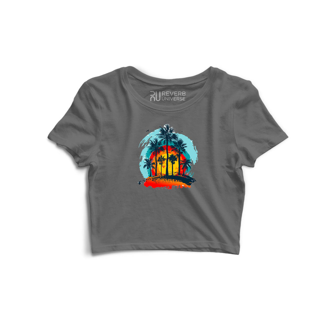Sunset and Trees Graphic Crop Top