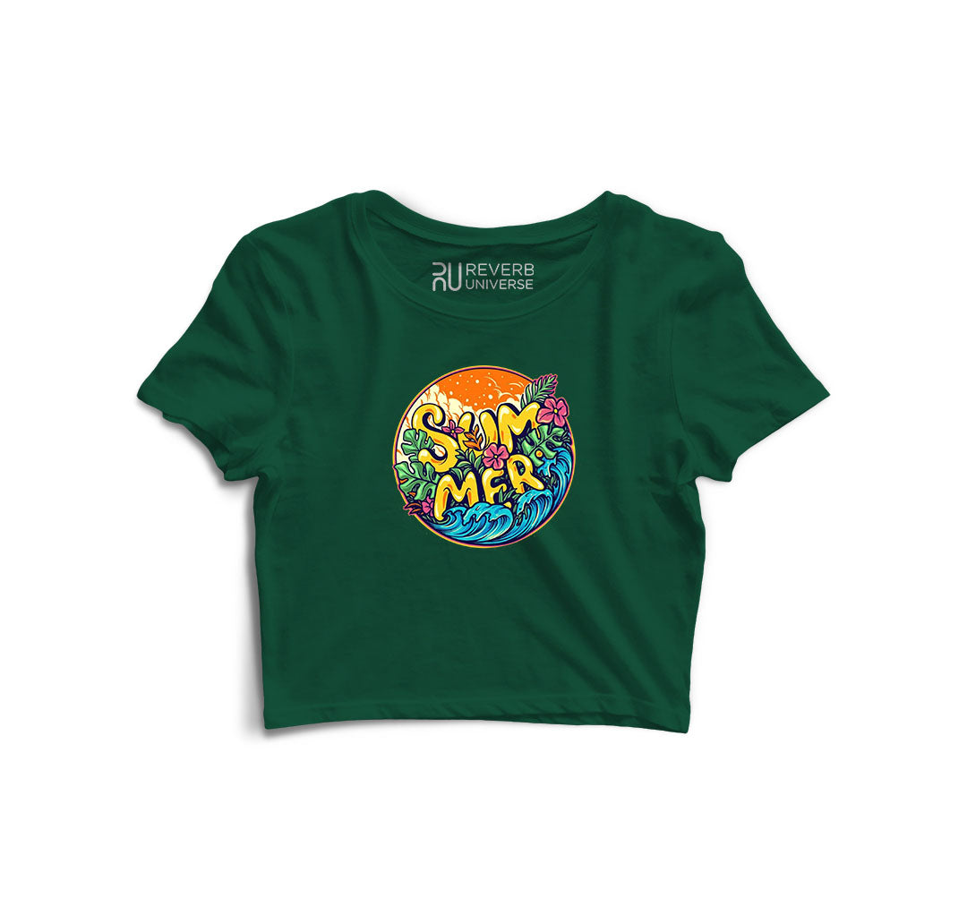 Summer At The Beach Graphic Crop Top