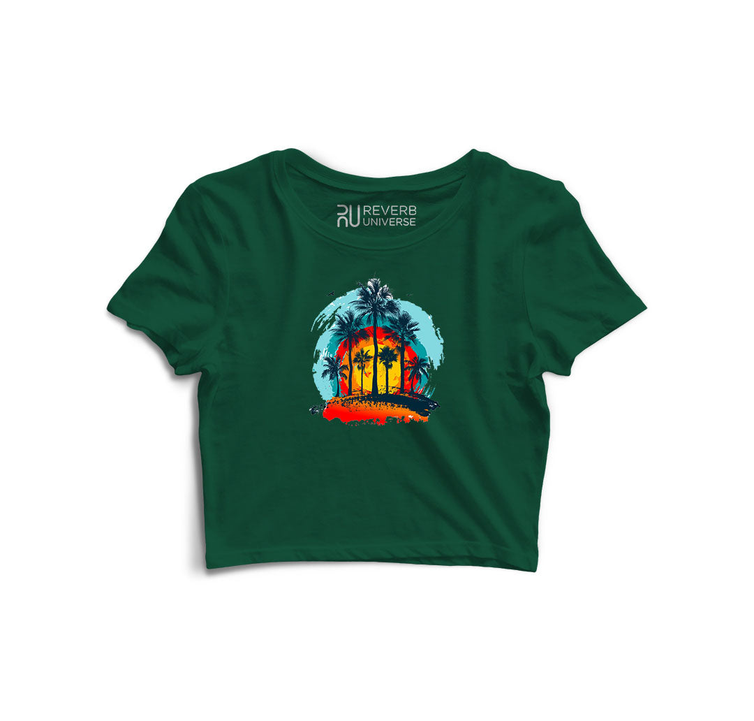 Sunset and Trees Graphic Crop Top