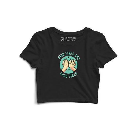 High Fives and Good Vibes Graphic Crop Top