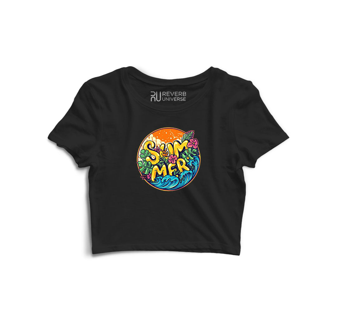Summer At The Beach Graphic Crop Top