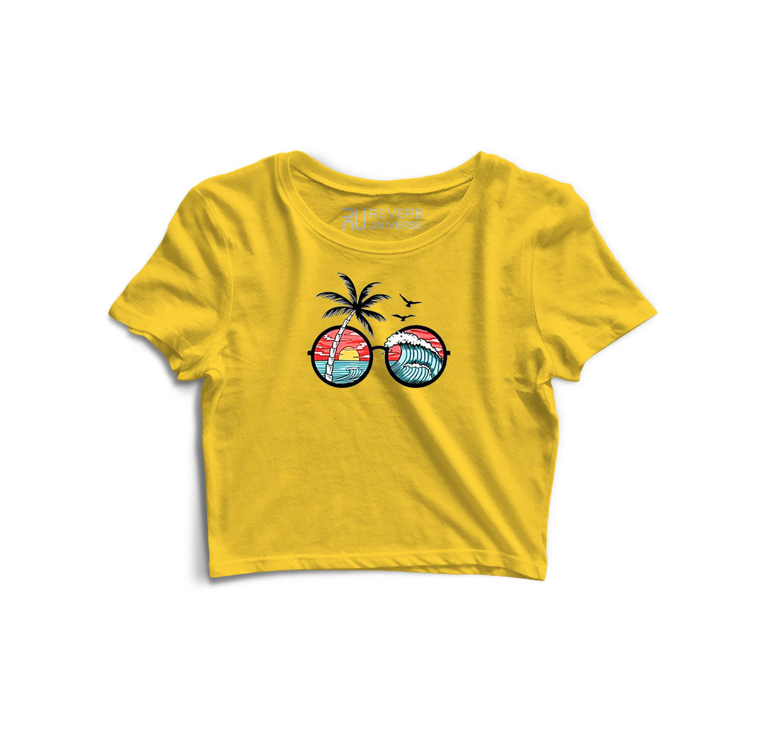 Sunset and Waves Graphic Crop Top