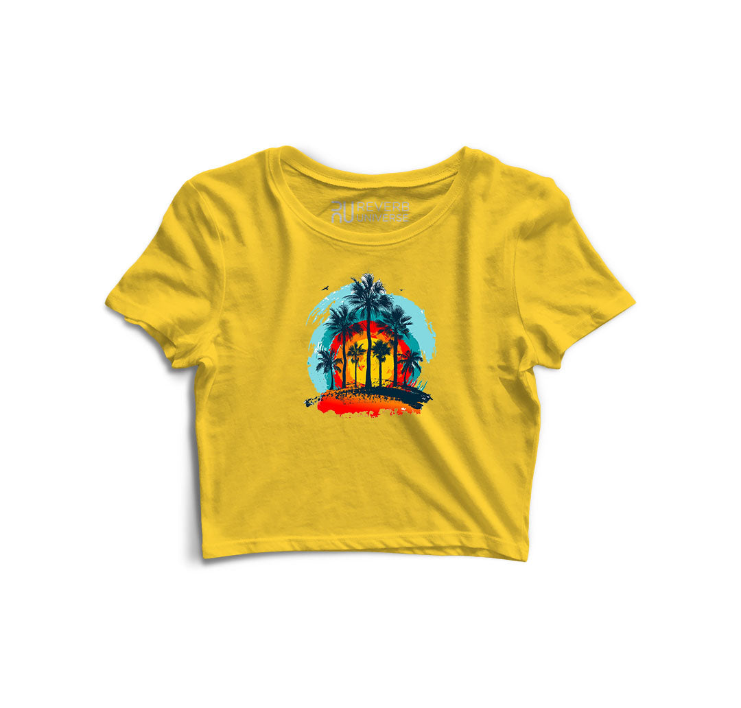 Sunset and Trees Graphic Crop Top