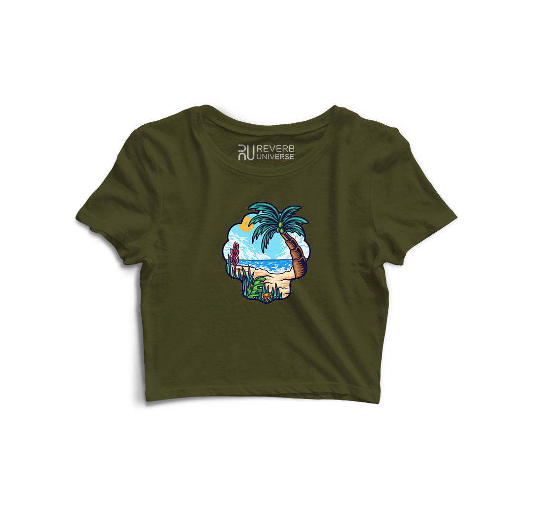 Vibing At The Beach Graphic Crop Top