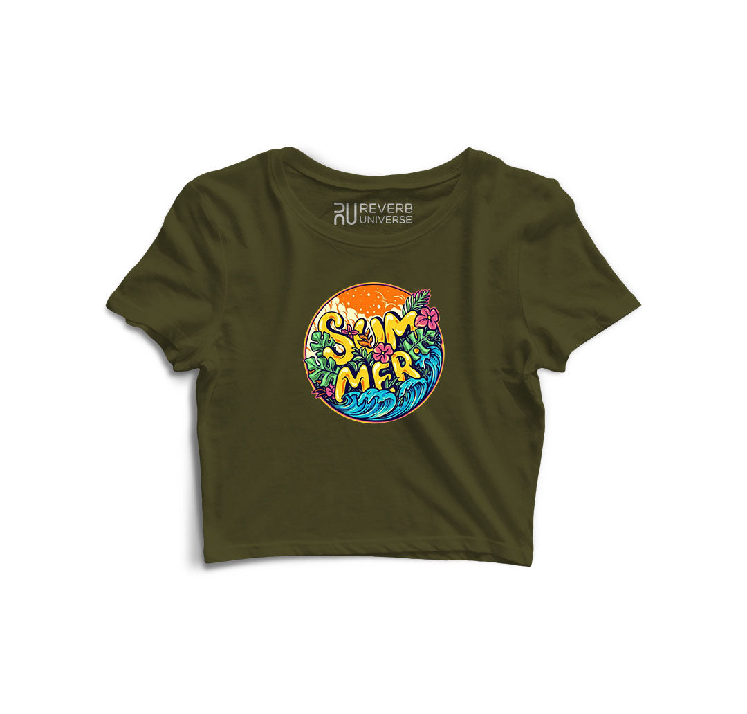 Summer At The Beach Graphic Crop Top