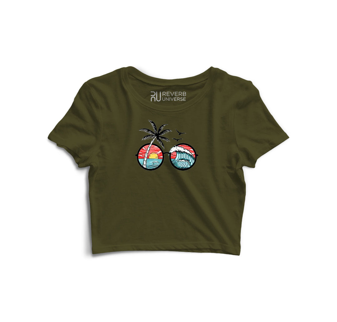 Sunset and Waves Graphic Crop Top